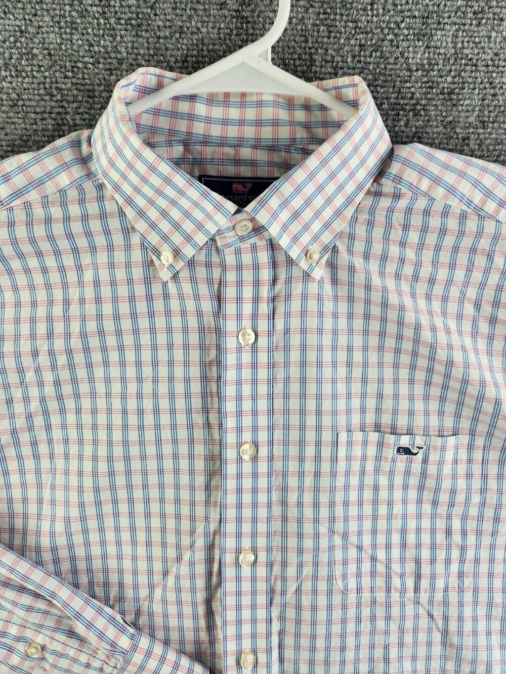 Vineyard Vines Classic Fit Tucker Red Blue Plaid XL Long Sleeve Button Up Shirt